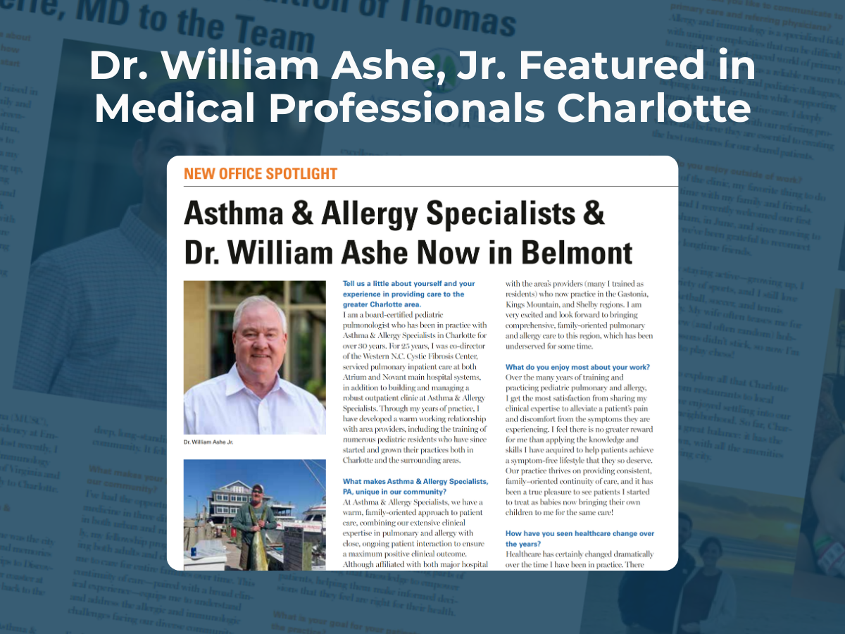 William Ashe, MD Featured in Medical Professionals Charlotte